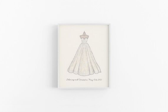 Custom Handmade Personalized Bridal Illustrat...