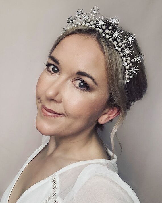 Starburst Bridal Crown, Pearl and Crystal Sta...