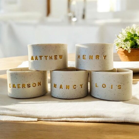 Personalized napkin rings for wedding, housew...