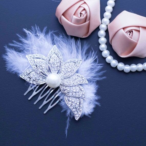 Vintage Rhinestone Bridal Hair Comb: Floral P...