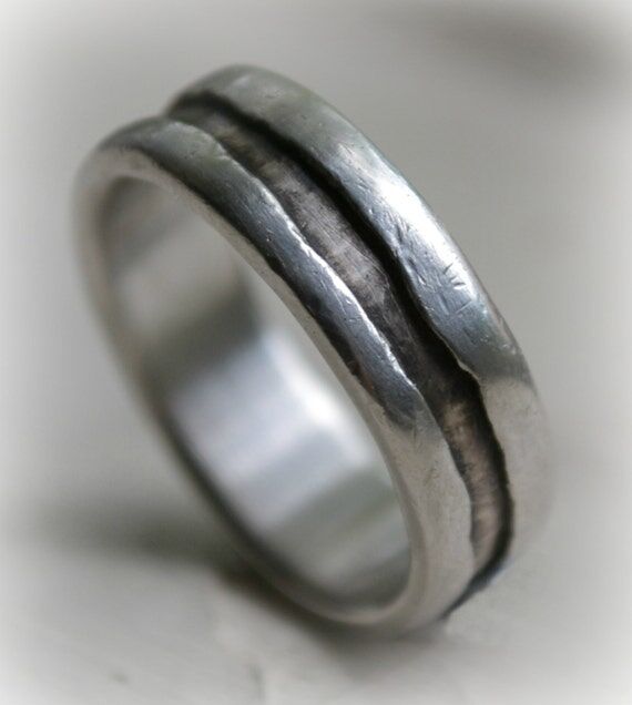 Rustic wedding band - handmade artisan design...