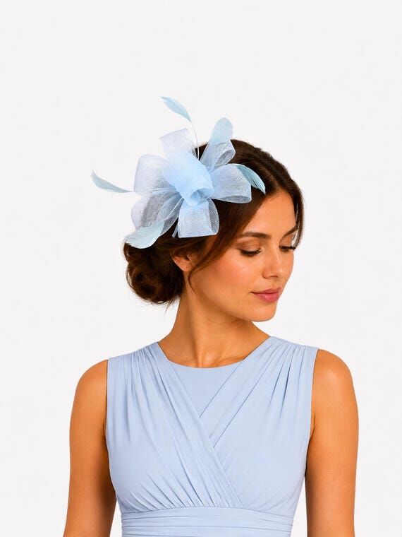 Baby Blue Light Blue Feather Fascinator: Wedd...