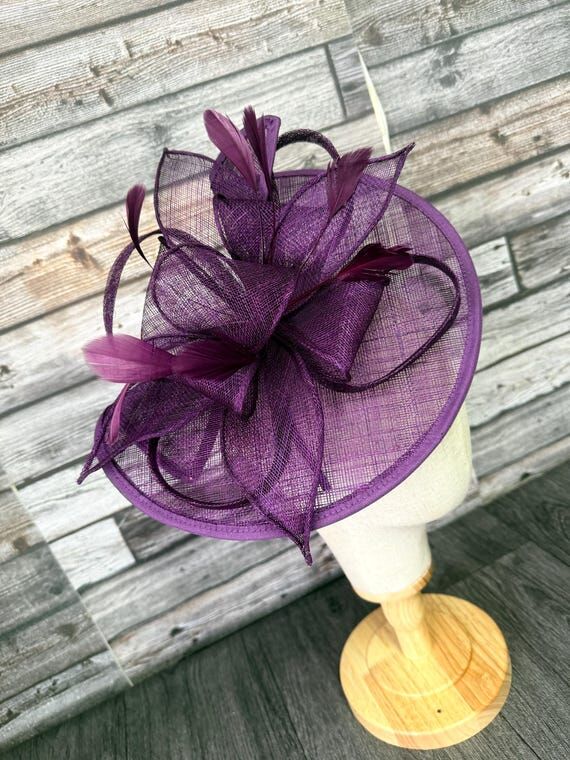 Dark Purple Fascinator Hat Handmade Wedding R...