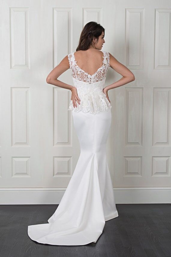 Fishtail Wedding Dress with Lace Top, Two Pie...