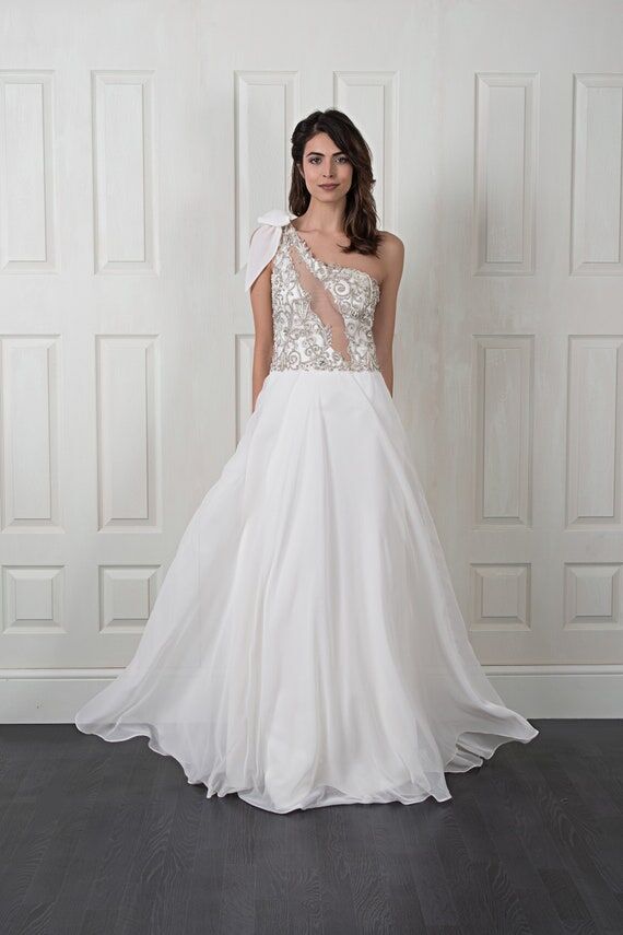 Wedding Dress, Chiffon Wedding Dress with Lac...