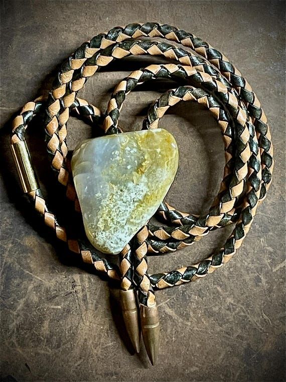 Fat Montana Agate Bolo Tie, Wedding, Natural ...