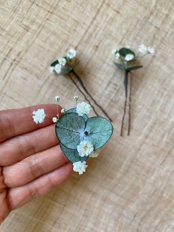 Real dried eucalyptus hair pins with hint of ...