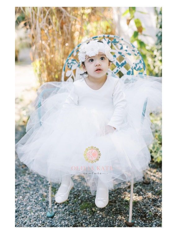 Flower Girl Dress Custom Sleeve Length Ivory ...