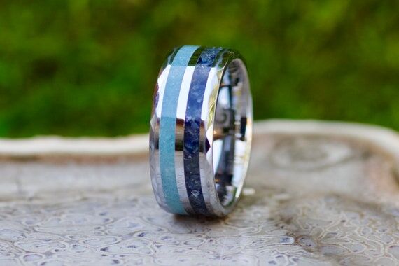 Aquamarine Sapphire Tungsten Ring • Silver ...