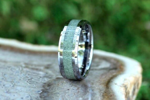 Handmade Natural Jade Tungsten Ring, Comfort ...