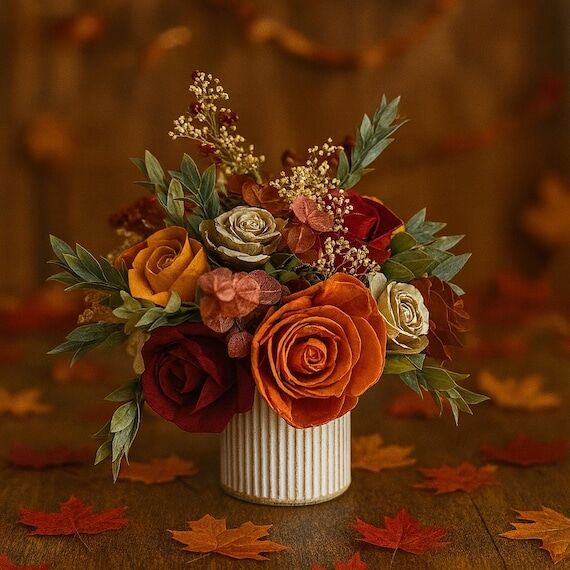 Fall Sola Wood Flower Arrangement: Rustic Far...