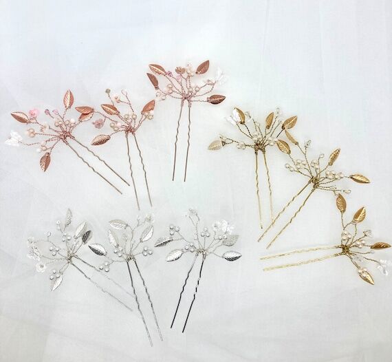 Pearl and Butterfly Hair Pins / Jeweled Weddi...