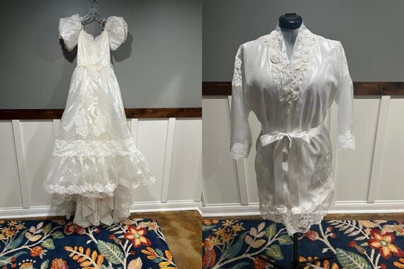 Unpack moms wedding gown, DEPOSIT bridal robe...