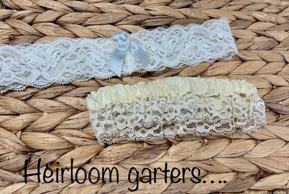 Heirloom wedding garter, garter made from wed...
