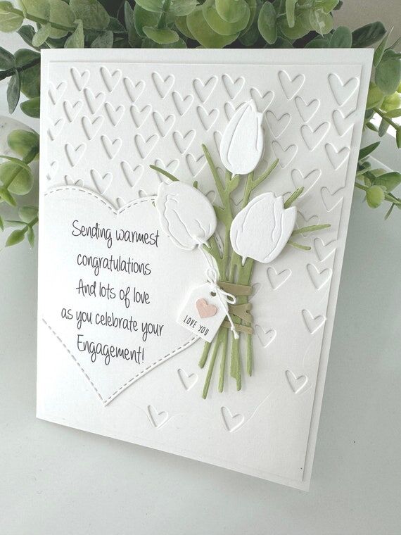 Personalized 3D Floral Engagement Card, Handm...