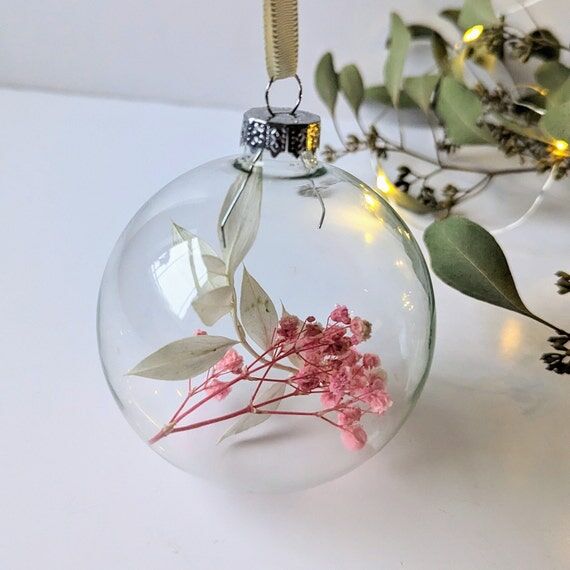 Glass Floral Christmas Bauble, Christmas Tree...