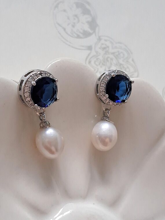 Freshwater pearl & cubic zirconia handmade we...