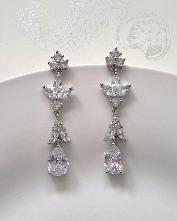 Cubic zirconia diamond handmade wedding earri...