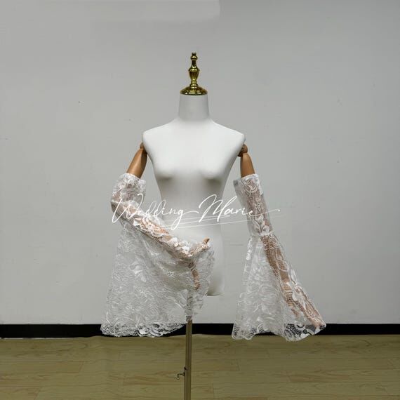 Detachable Full Lace Trumpet Sleeves: Bridal ...