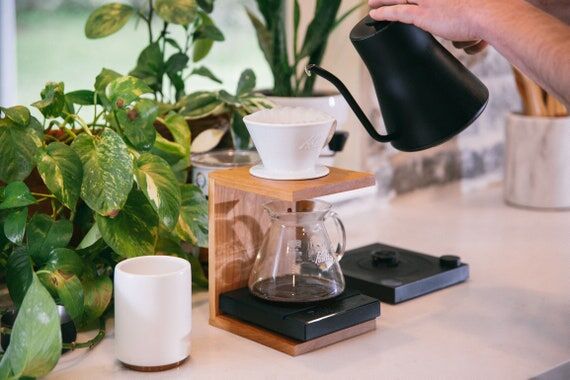 Handcrafted Wooden Pour Over Coffee Stand: Mi...