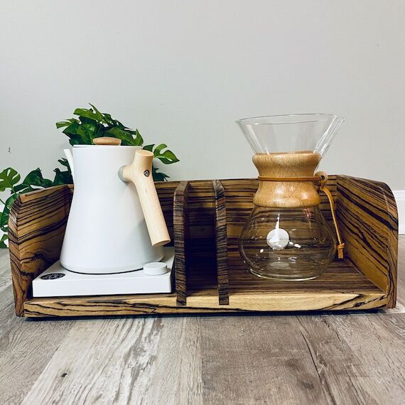 Handmade Zebrawood Coffee Station: Pour-Over ...