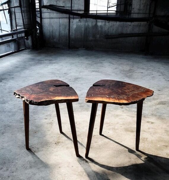 Live Edge Walnut Side Table: Mid-Century Mode...