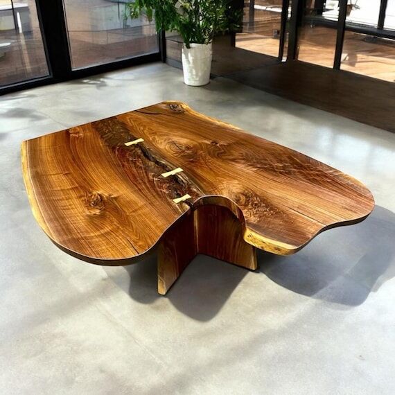 Curved Walnut Coffee Table: Mid-Century Moder...