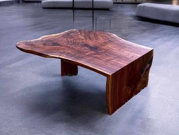 Live Edge Walnut Coffee Table: Mid-Century Mo...