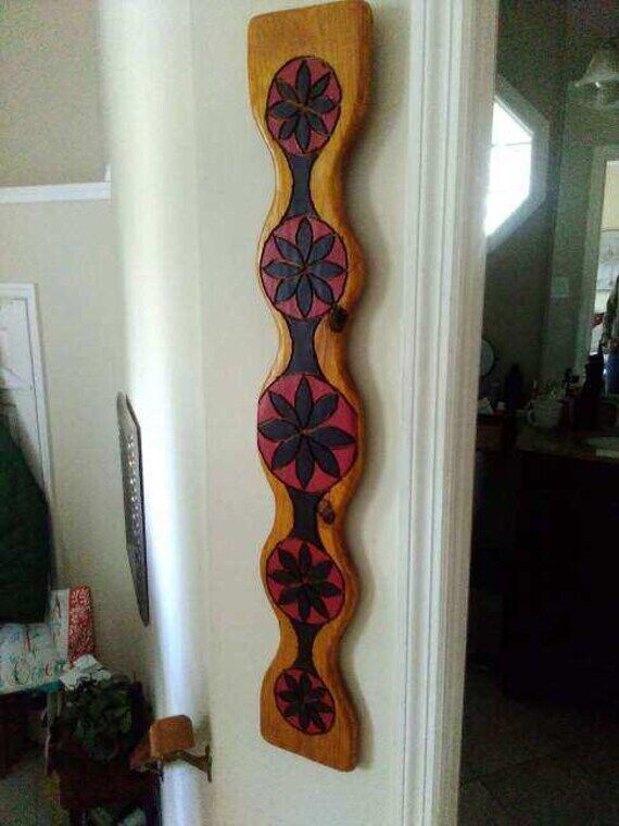 Tribal wood wall hanging - boho, exotic, Tiki...