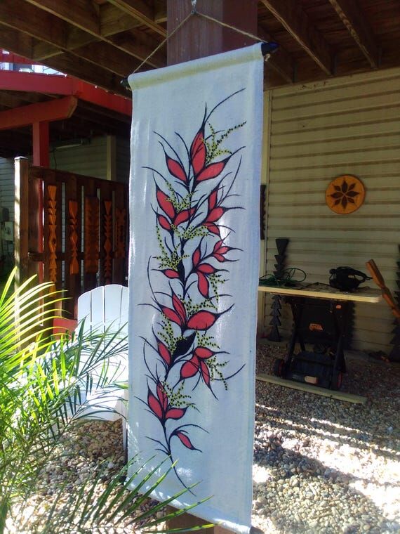 Handmade abstract painted tapestry - boho, fo...