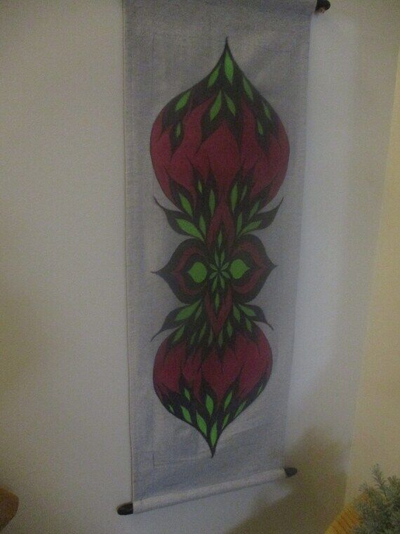 Handmade Boho psychedelic flower - tapestry -...