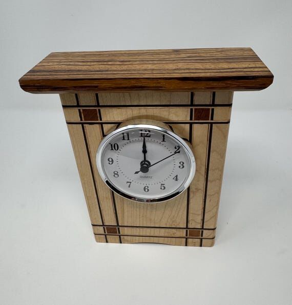 Handmade Maple Mantle Clock: Zebrawood Accent...