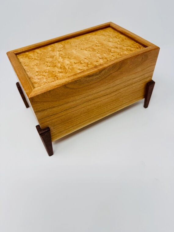 Cherry & Birdseye Maple Cremation Urn for Hu...
