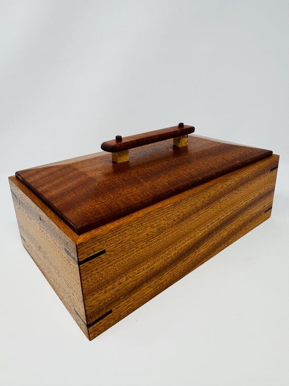 Handmade Mahogany Storage Box, Asian Inspired...