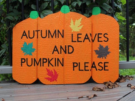 Pumpkin sign with Autumn Leaves and Pumpkin P...