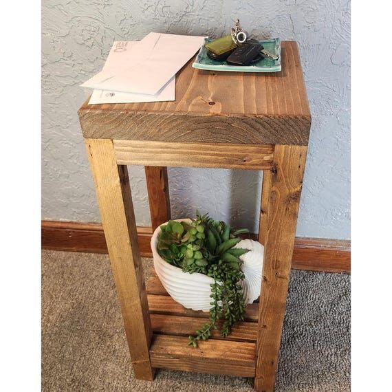 Rustic End table Plantstand Nightstand Handma...