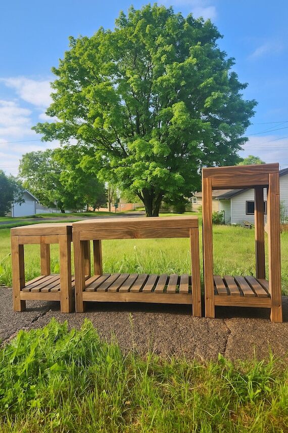 Endtable Rustic Plantstand Set of Three Night...