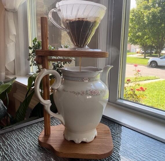 Adjustable Oak Wood Pour-Over Coffee Dripper ...