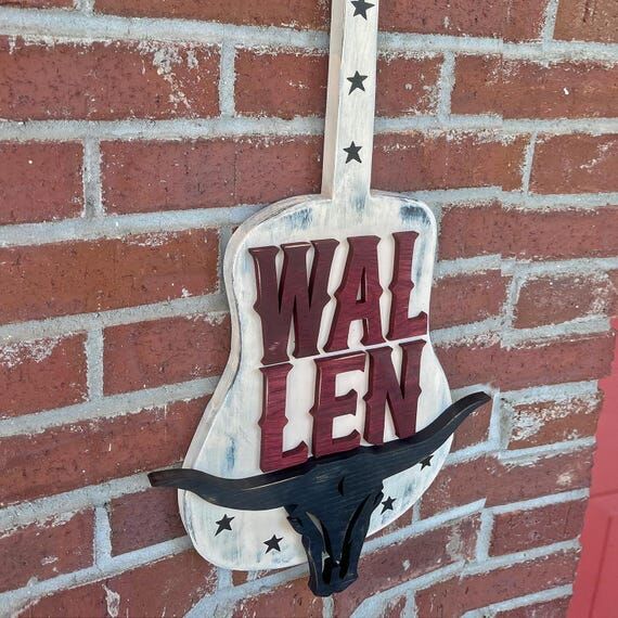 Handmade Wood Wallen Guitar Wall Art, Country...