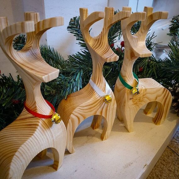 Handmade Wood Reindeer Decoration: Scandi Chr...