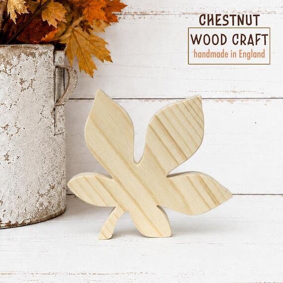 Unfinished Wooden Leaf, Freestanding Autumn C...