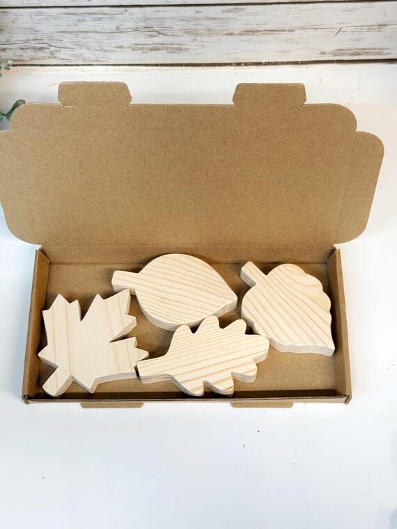 Unfinished Wooden Leaves Set, 4 Freestanding ...