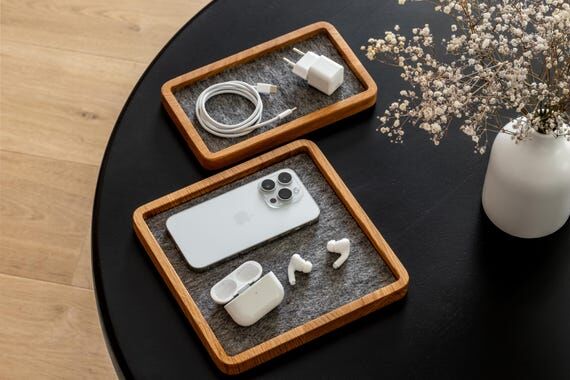 Wooden Catch All Tray | Desk Storage Office O...