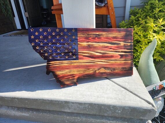Rustic Wooden MONTANA State Flag Wall Art...