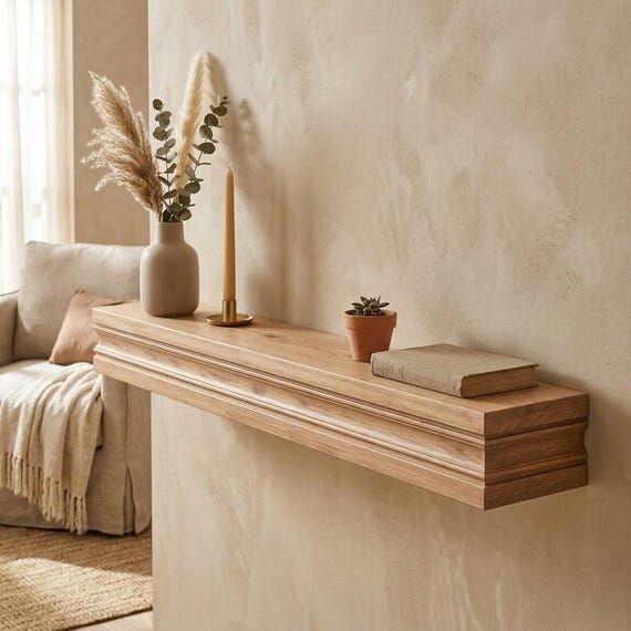 Decorative Floating Shelf, Solid Wood Wall Sh...