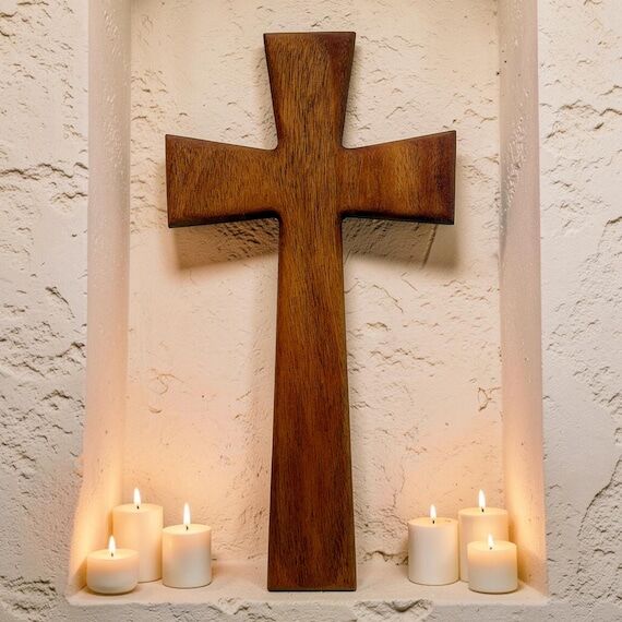 African Mahogany Cross Wall Hanging: Handmade...