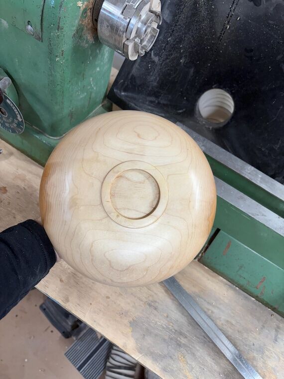 Large handmade hard maple bowl...