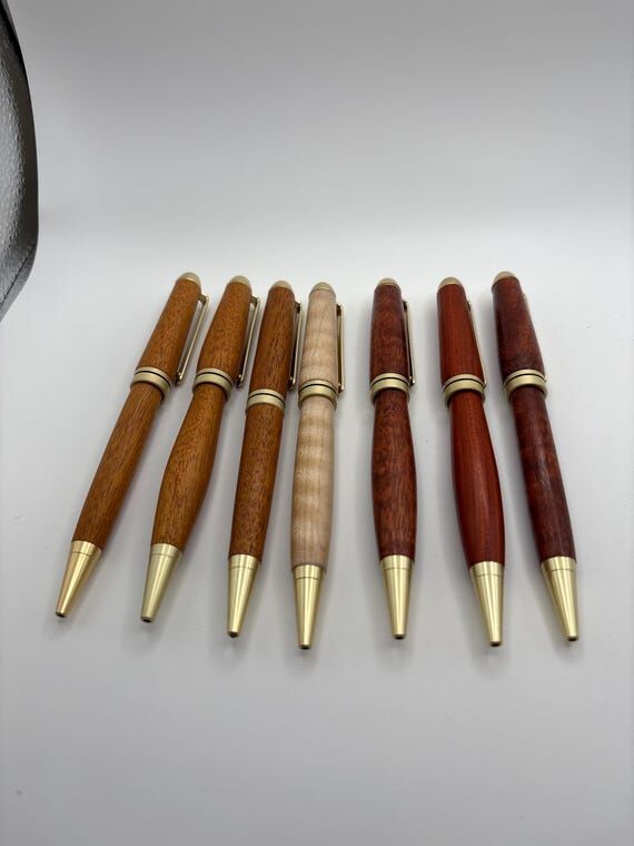 Handmade wooden satin gold twist pen...