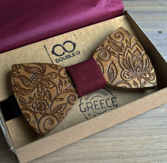 Personalized Walnut Wooden Bow Tie, Custom En...