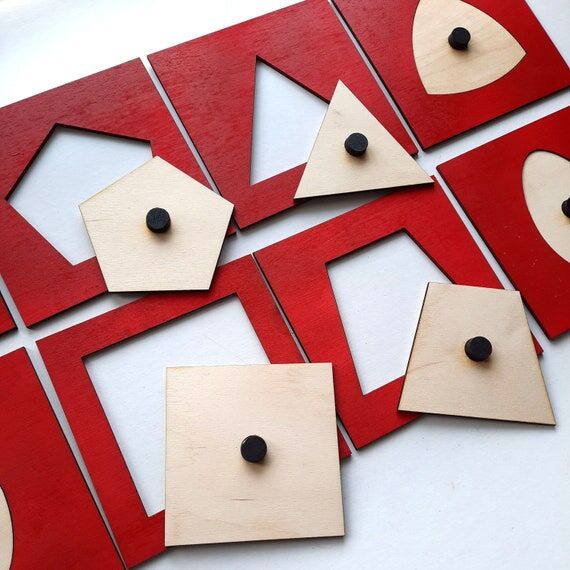 Montessori Shape Stencil Insets Set of 10, Wo...
